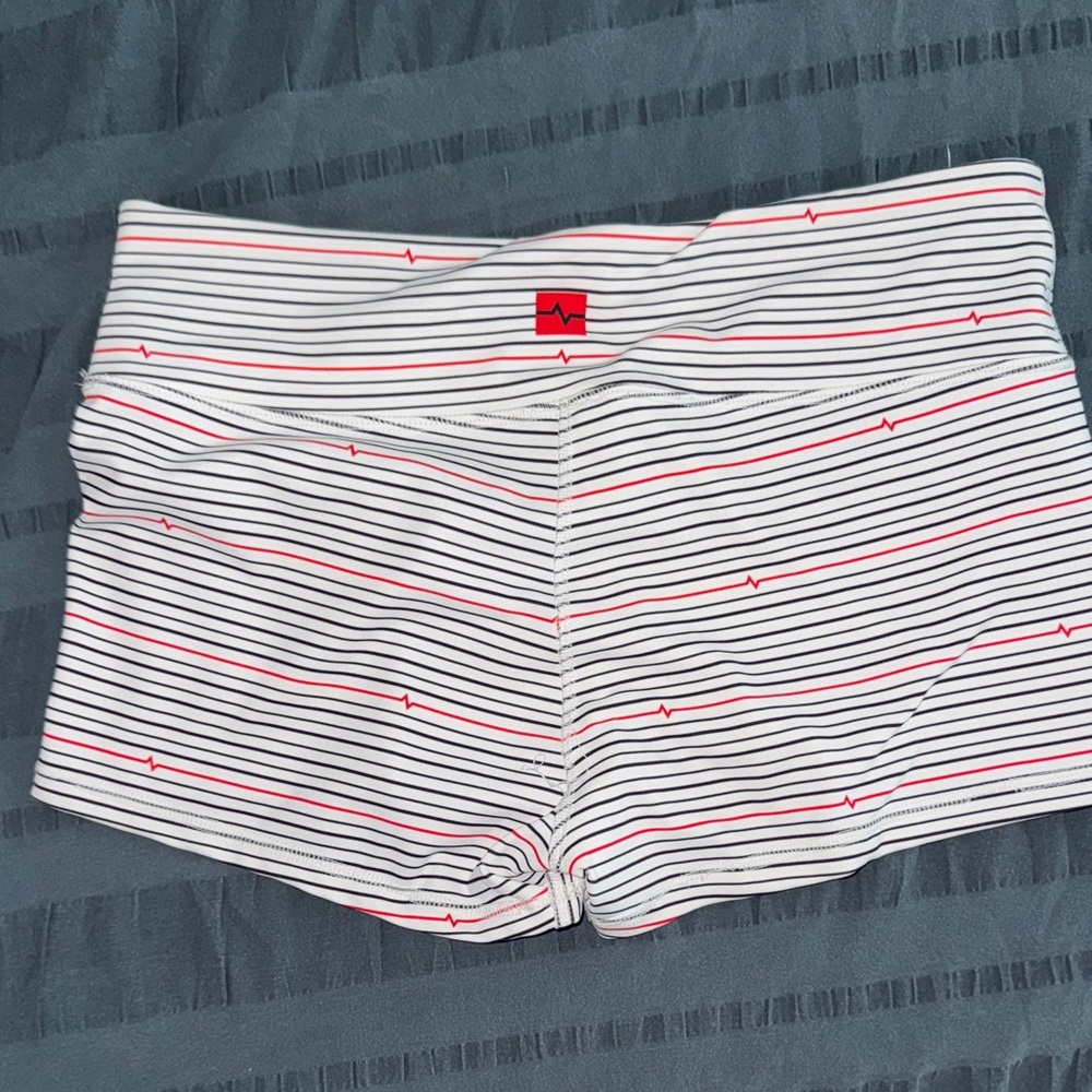 Redline Women's Athletic Shorts - Black and Red Stripes